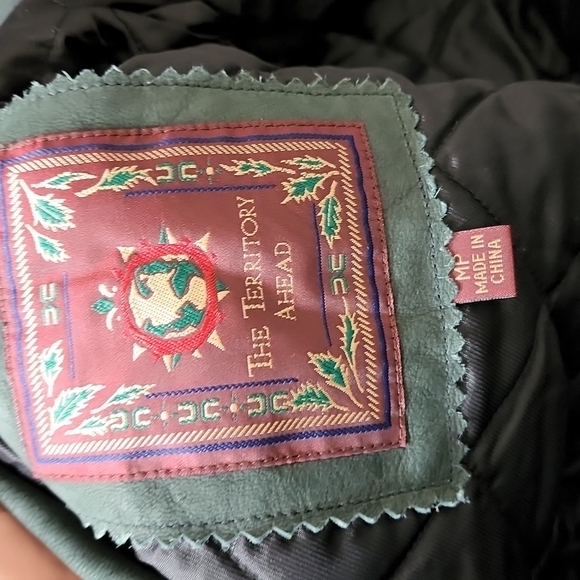 The Territory Ahead Green Leather Full Zip Jacket Size MP - Picture 5 of 6